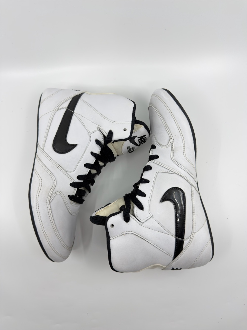 Vintage Nike Greco Supreme Wrestling Shoes Mens 8.5 White Black High Top Shoes - Picture 9 of 13